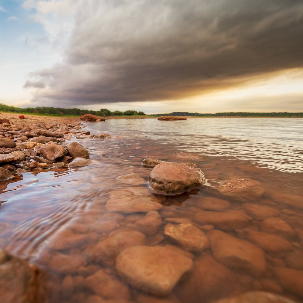 A close up at the rocky bed of Lake Abilene.