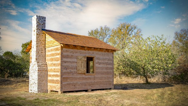 A renovated structure at the Washington on the Brazos Historic Site.