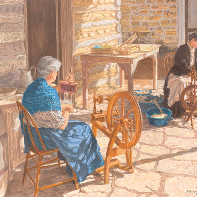 Fidencio Duran painting of women carding wool