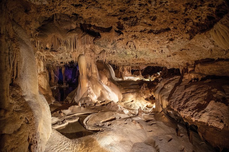 A cave with stalagetites.