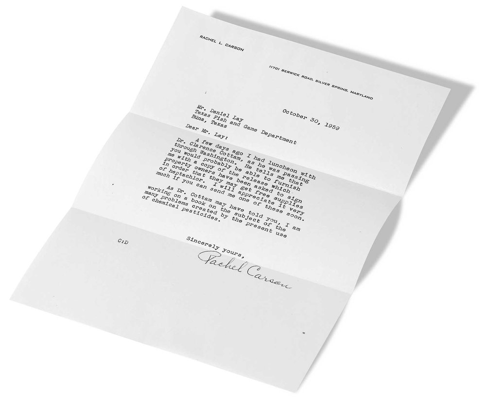 A letter to Daniel Lay from Rachel Carson.