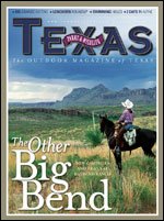 August 2008 Cover - Person on Horse overlooking hills and plateaus - Title: The Other Big Bend