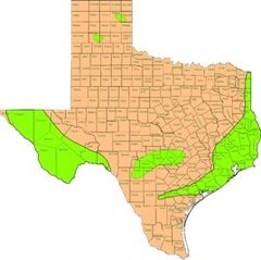 Map showing Texas bear range in 1890