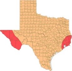 Map showing Texas bear range in 1910