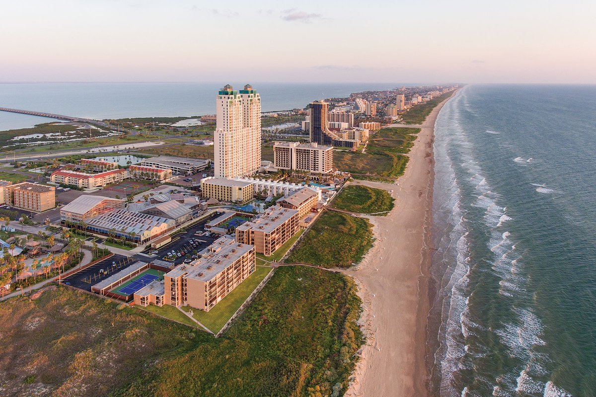 Buildings lining the beach.