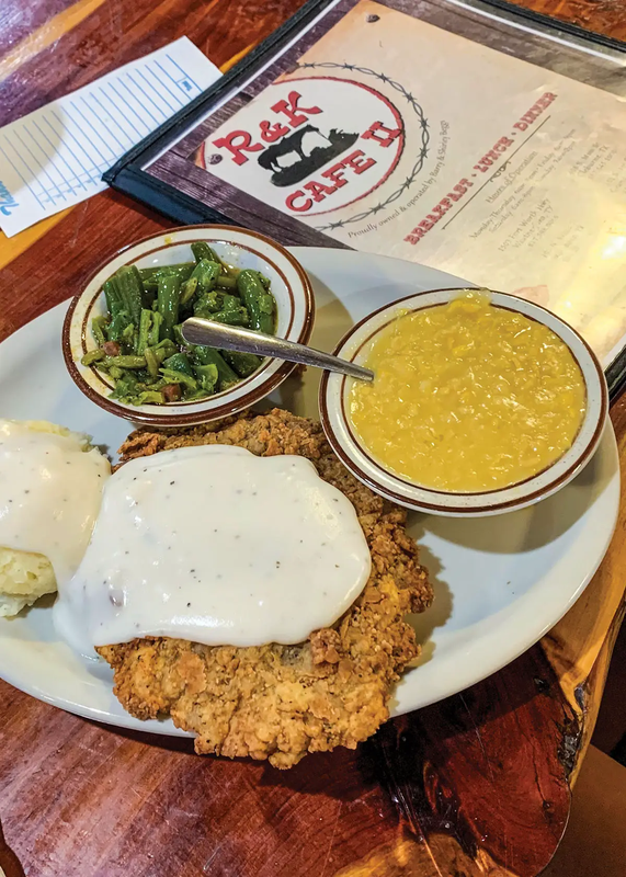 Cleburne  R&K Cafe II Chicken Fired Steak and menu on the wood table