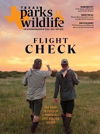Cover August Spetember Title- Flight Check With two people walking in a feild.