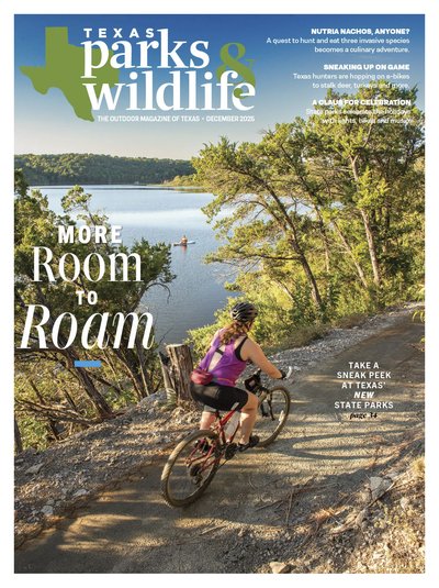 December 2025 Cover with a woman riding a bike on a trail near the water with the title "More Room to Roam"