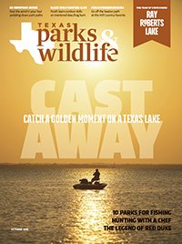 October 2016 Cover - man on a boat in water and no land in sight - Title: Cast Away