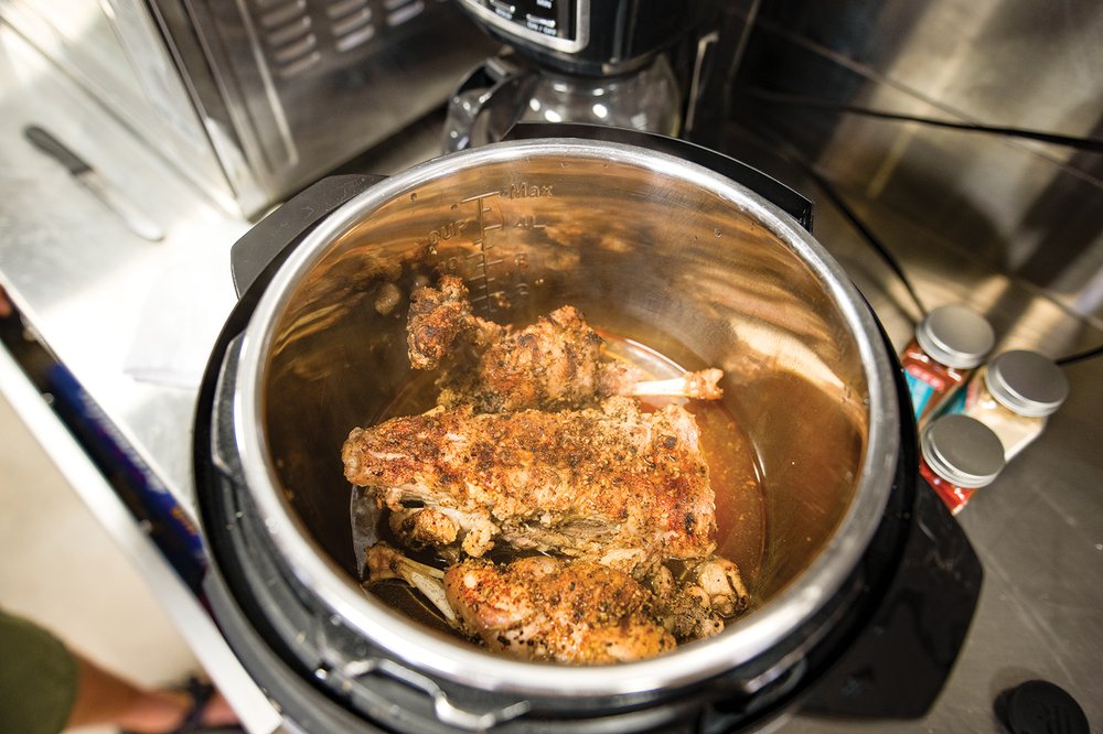 Nutria being prepared in an Instant Pot.