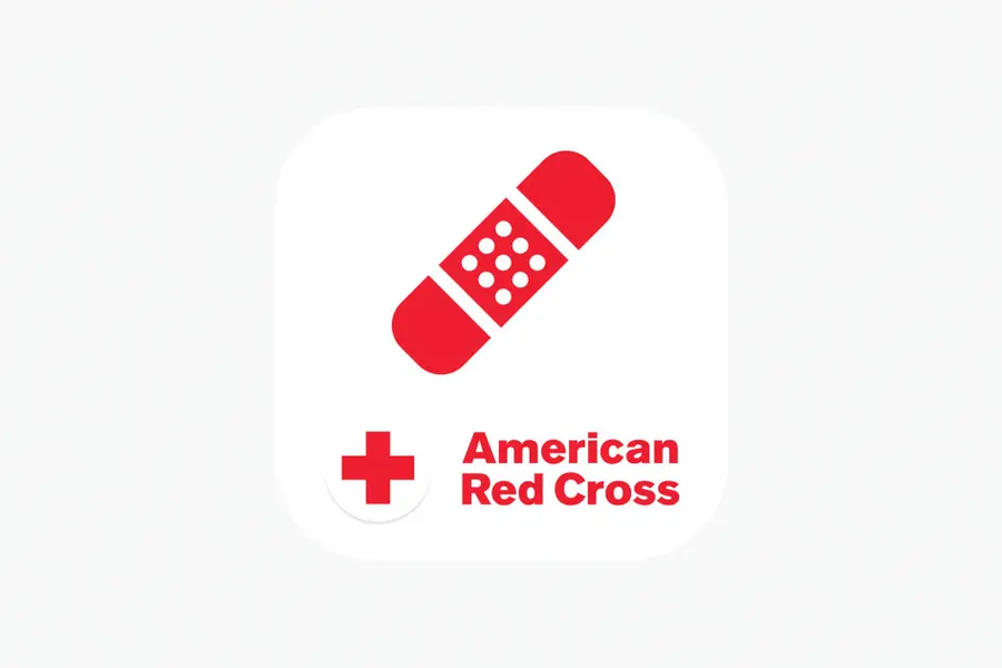First Aid App logo a red bandaid across a white background with the American Red Cross Printed Below