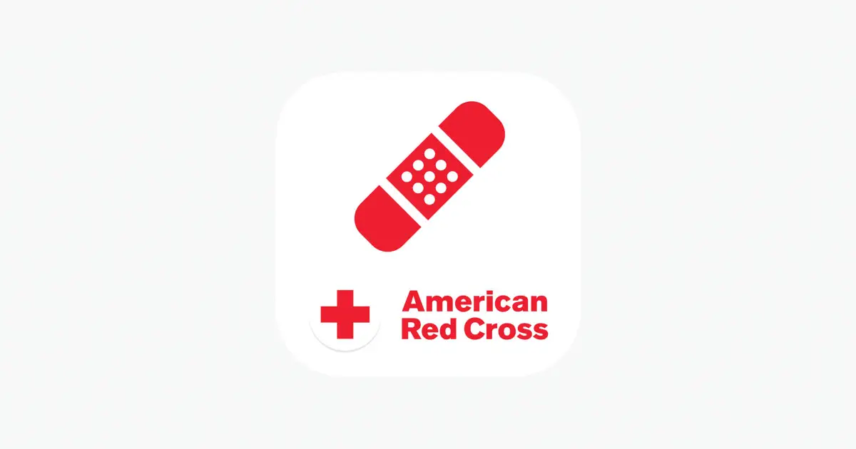 First Aid App logo a red bandaid across a white background with the American Red Cross Printed Below