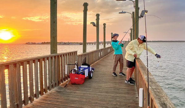 Fishermen on Goose Island fishing pier
