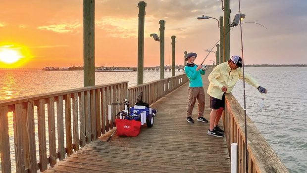 Fishermen on Goose Island fishing pier