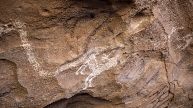 Pictographs on a cave wall at Hueco Tanks State Park