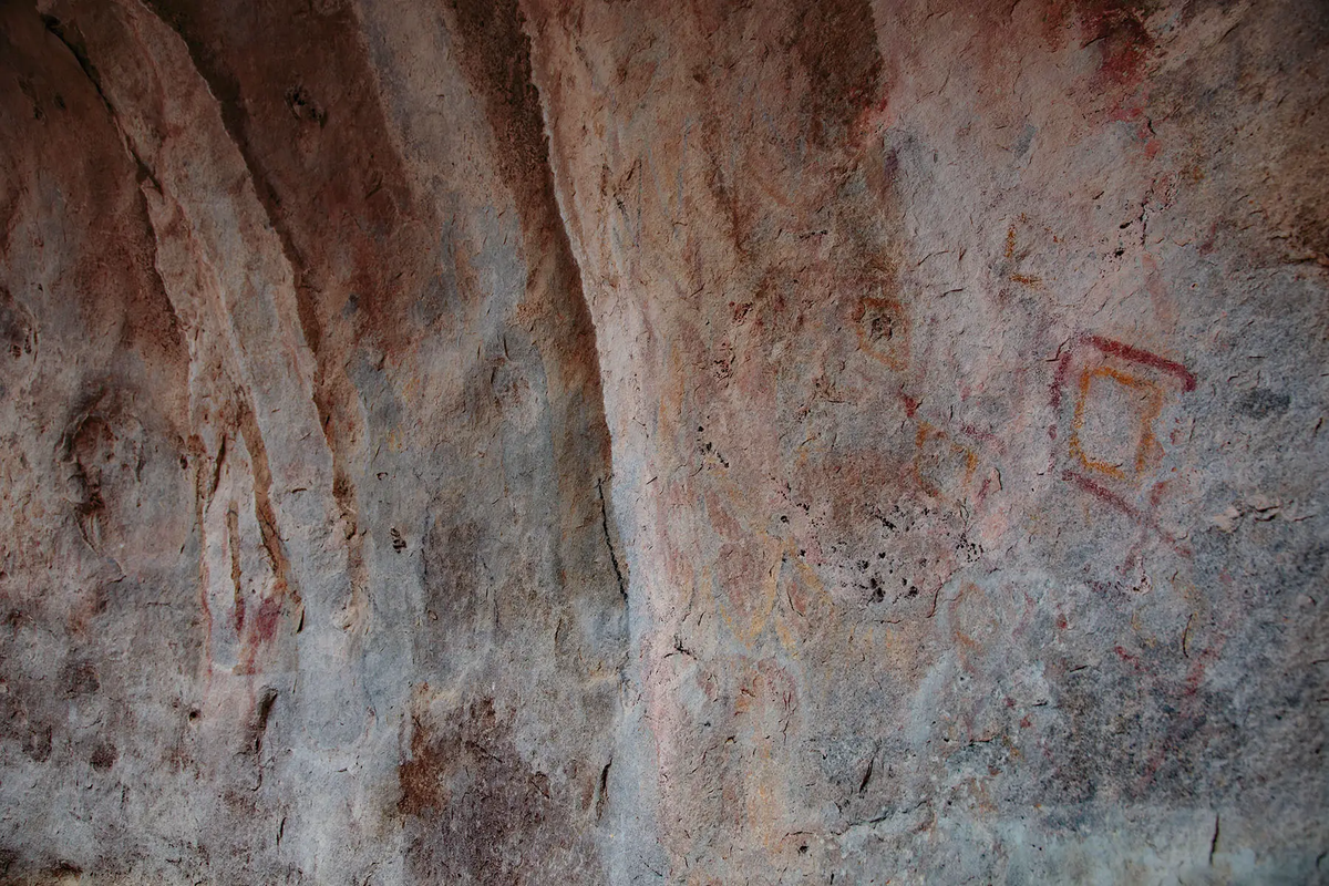 Hueco Tanks Rock Art - red marking on rock wall