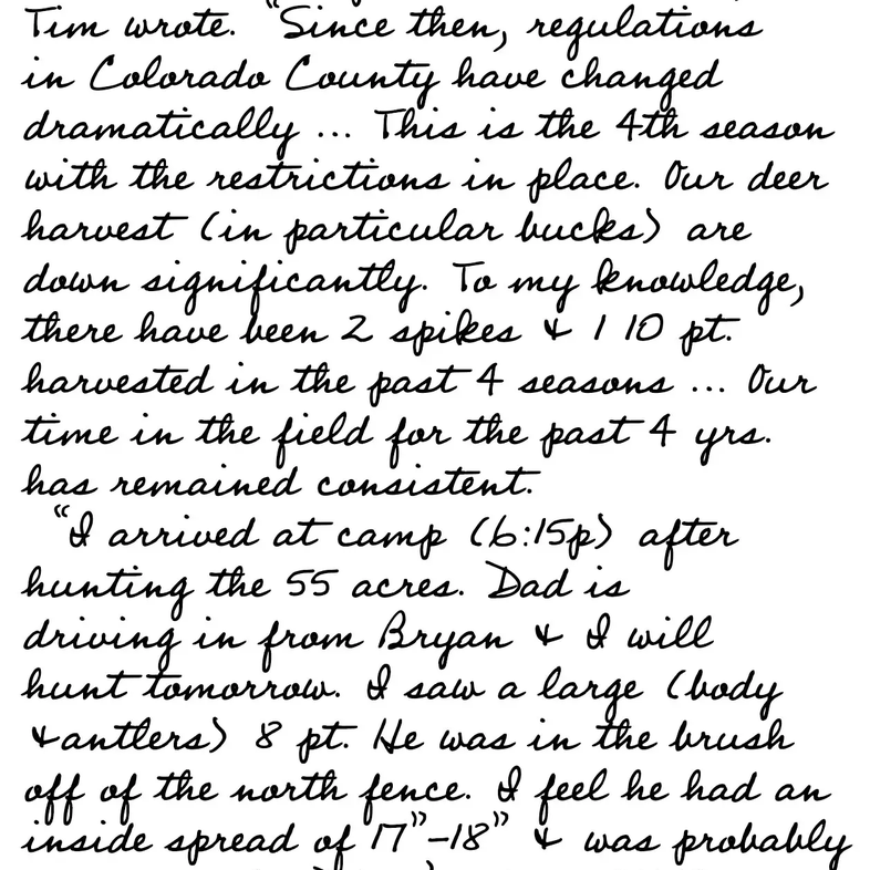 Journal Entry three discussing the regulation on the size of a buck when hunting