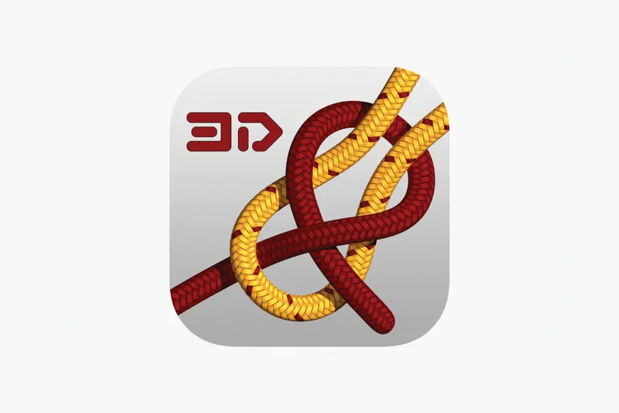 Knots 3D App logo - 3D printed above two different colored ropes forming a knot