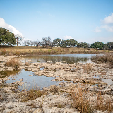 Pedernales River rocky shore at Lyndon B. Johnson State Park and Historical Site