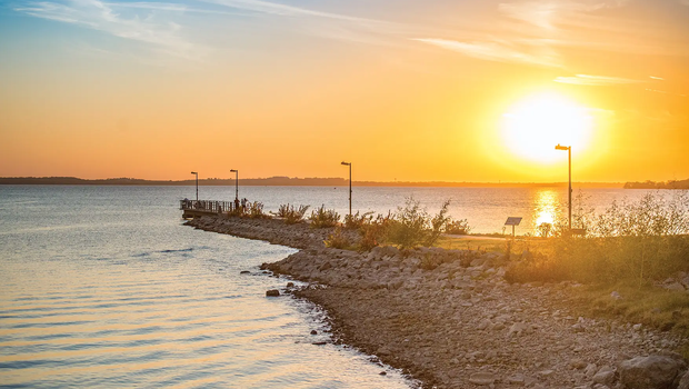 Sunrise at a peninsula at Ray Roberts Lake.