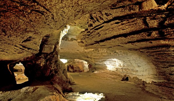 Inside Longhorn Cavern Looking towards the open sky.