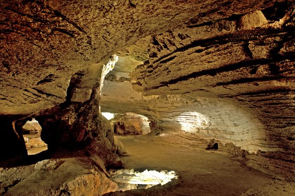 Inside Longhorn Cavern Looking towards the open sky.