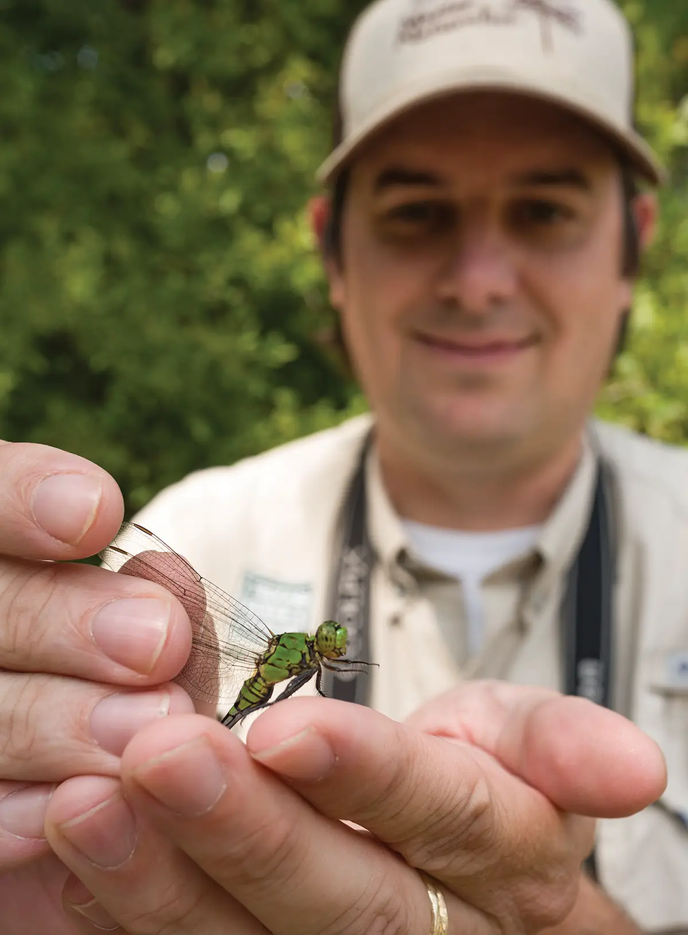 Man holding a dragonfly