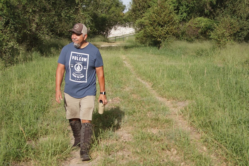 Man walking on a trail