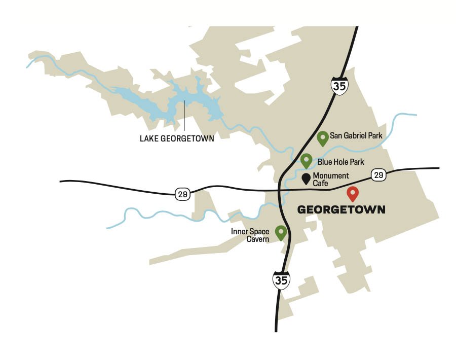 Map of Georgetown, Texas.