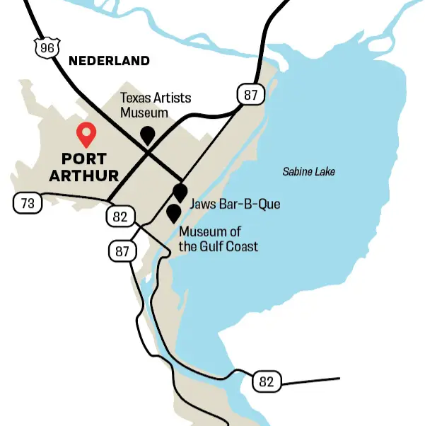 Map of Port Arthur with local sites labled