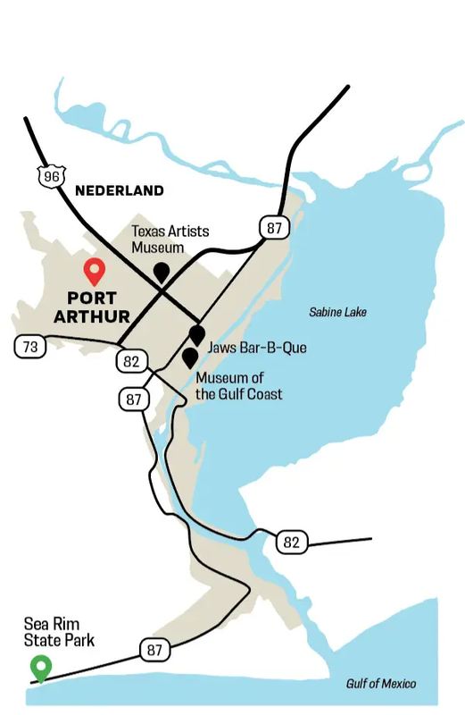 Map of Port Arthur with local sites labled