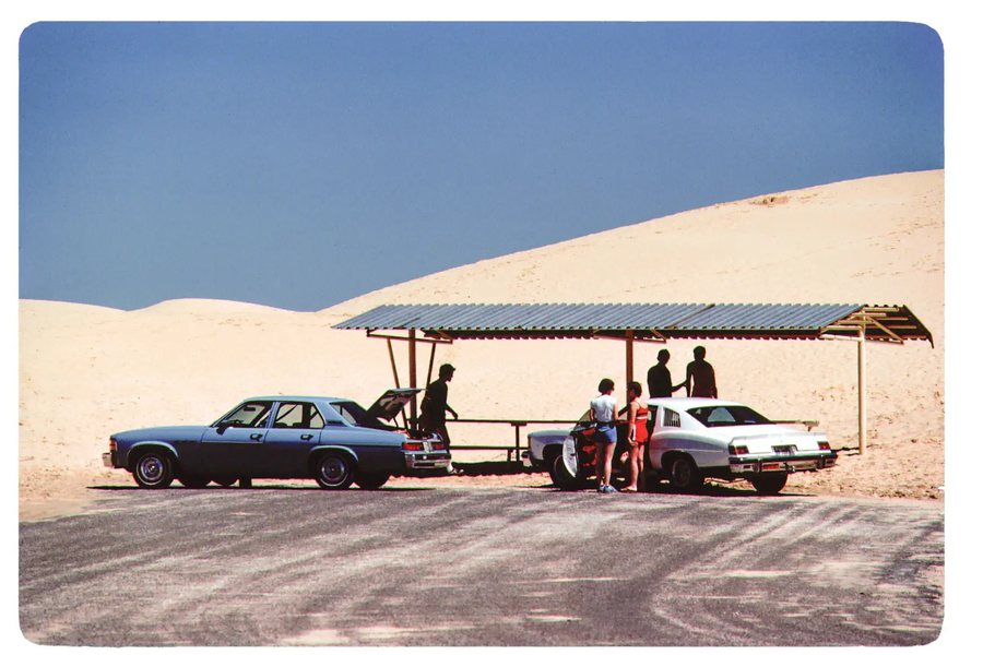 Visitors parked near a shelter at Monahans Sandhills State Park