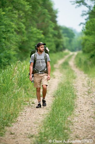 Man hiking the Northeast Texas Trail