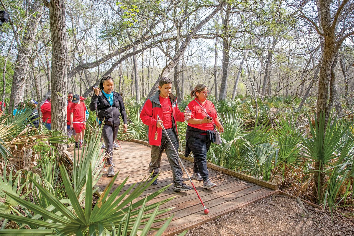 Blind hikers explore the trails at Palmetto state park