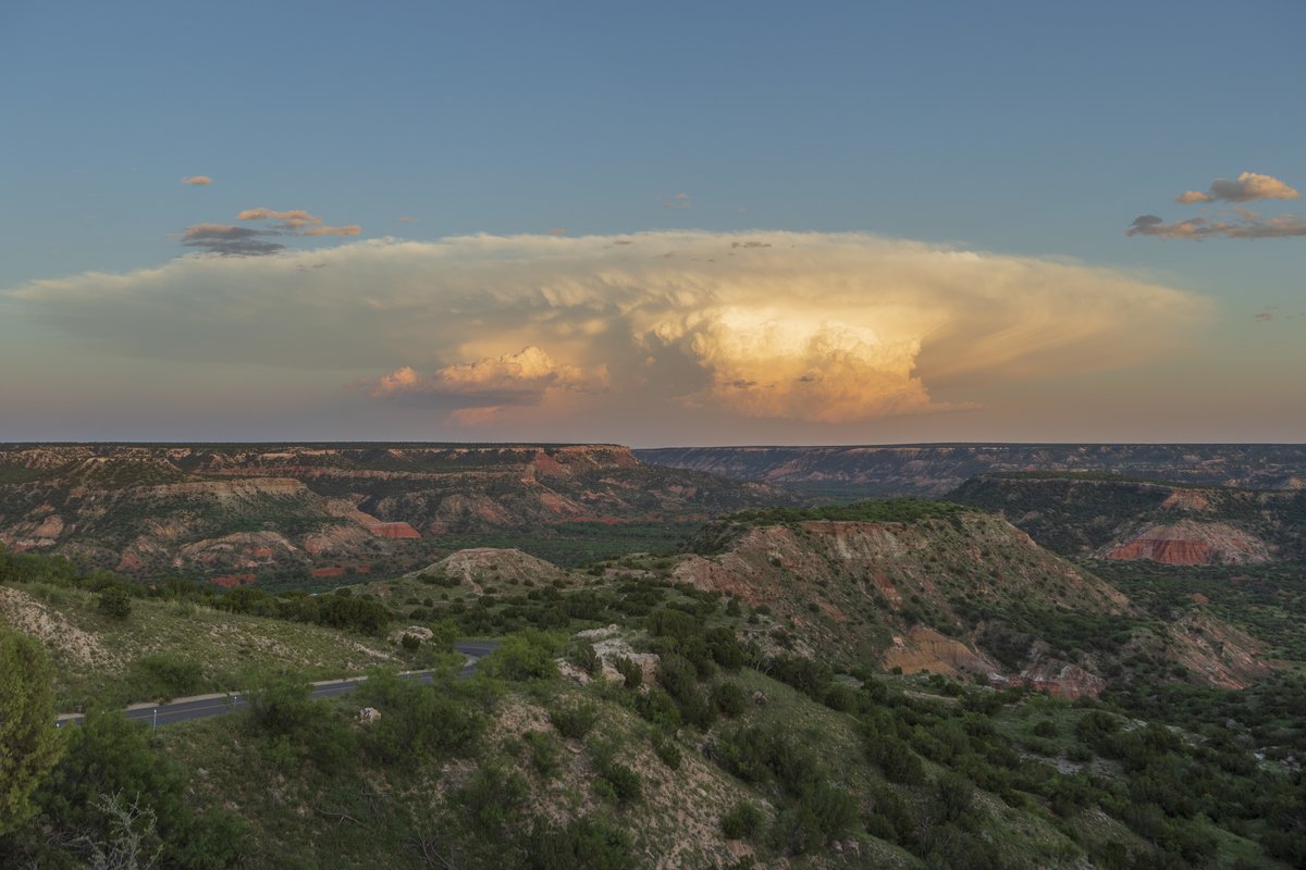 Palo Duro Canyon with sun reflecting off a cloud