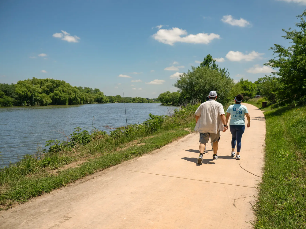 People walking on a trail.