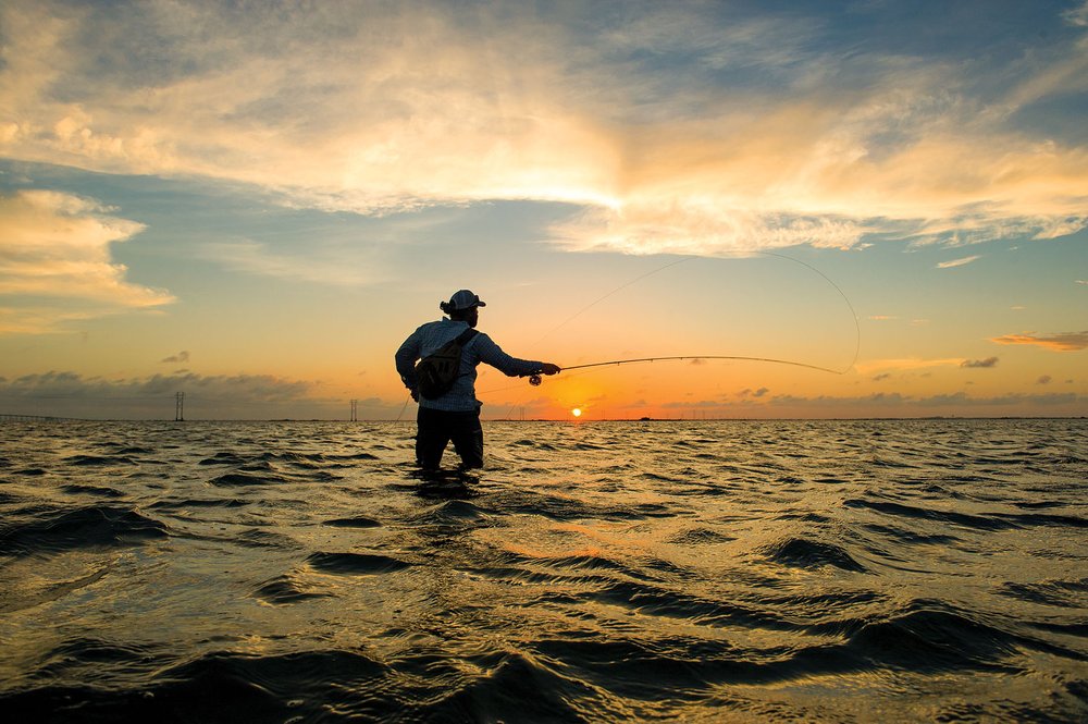 Person in the water fishing