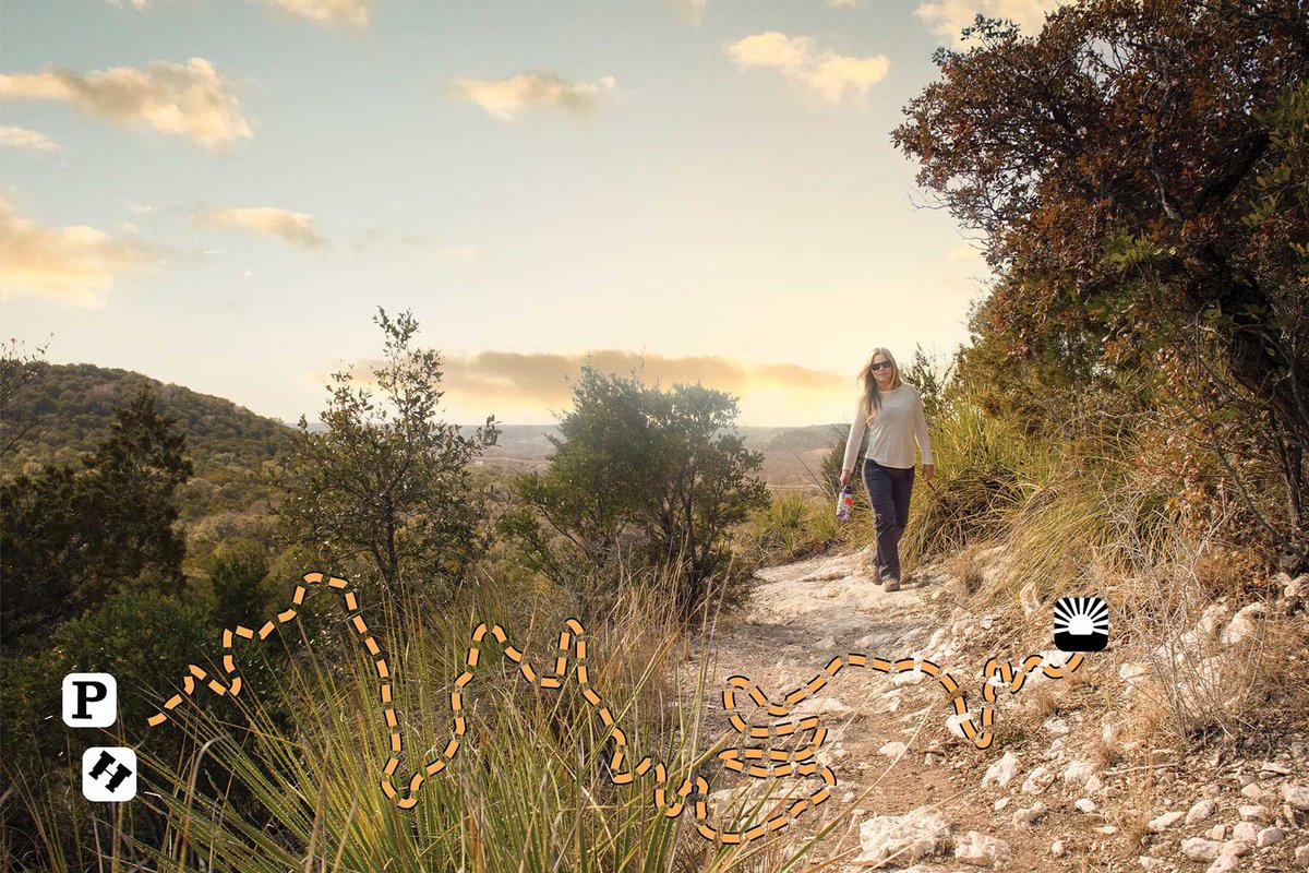 Person walking the South Llano River's Overlook Trail