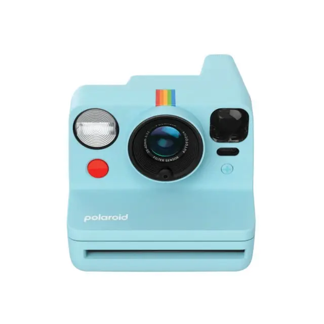 Polaroid camera in teal.