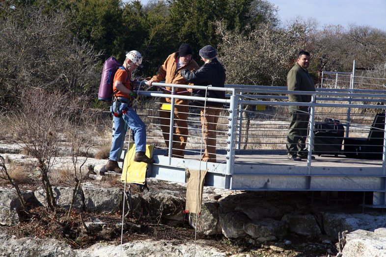 Repeller prepares to enter the sink hole.