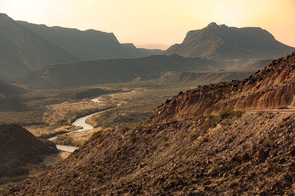 Rio Grande river flowing through the mountains.