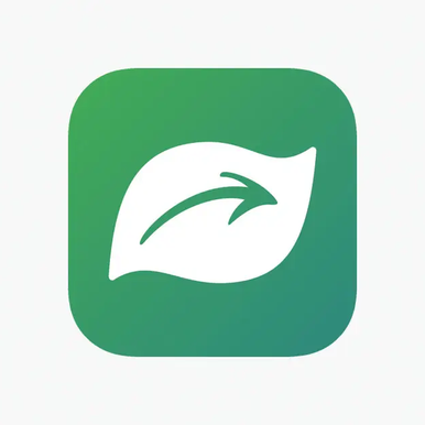 SeekApp logo - White Leaf with arrow pointing right in the center and a green background