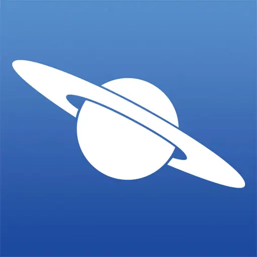 StarChart logo white planet with ring and a blue background