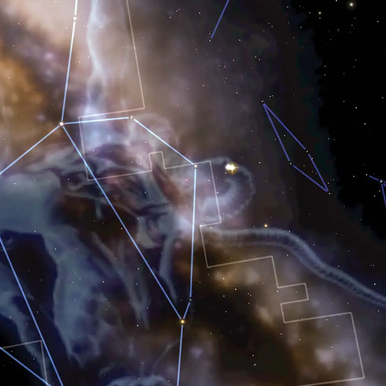 Screen when opening StarChart app showing constellations in the sky