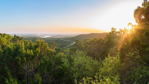 View of a river running through the Balcones Canyonlands