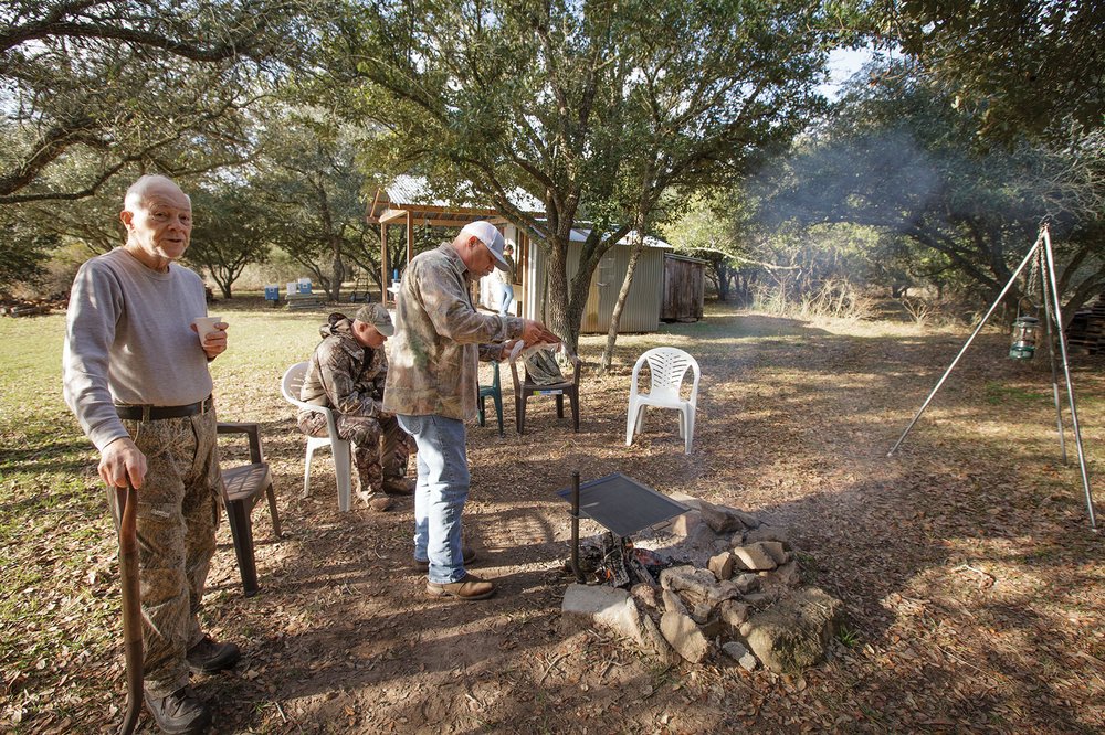 Spencer family enjoys morning coffee