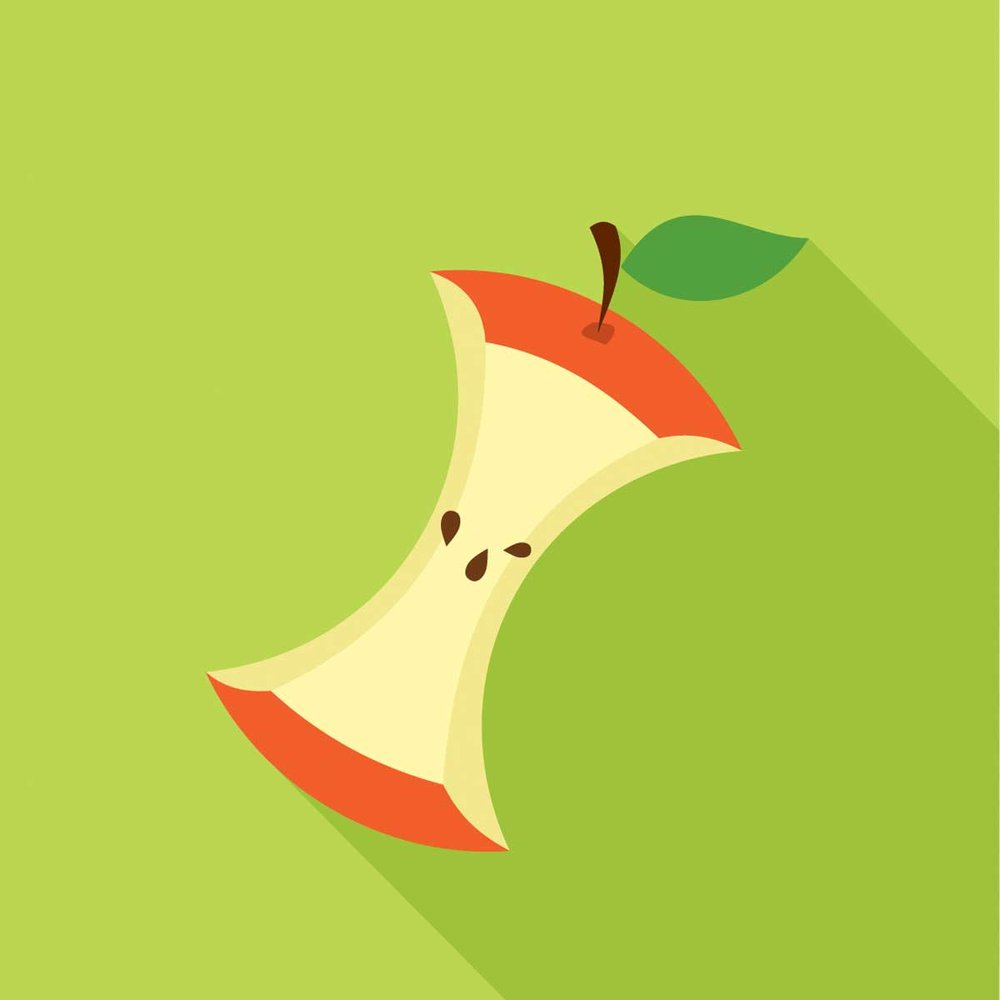 applecore illustration with a green background