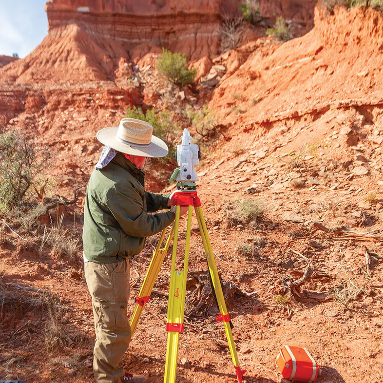 archiologist setting up at bison jump at caprock canyons