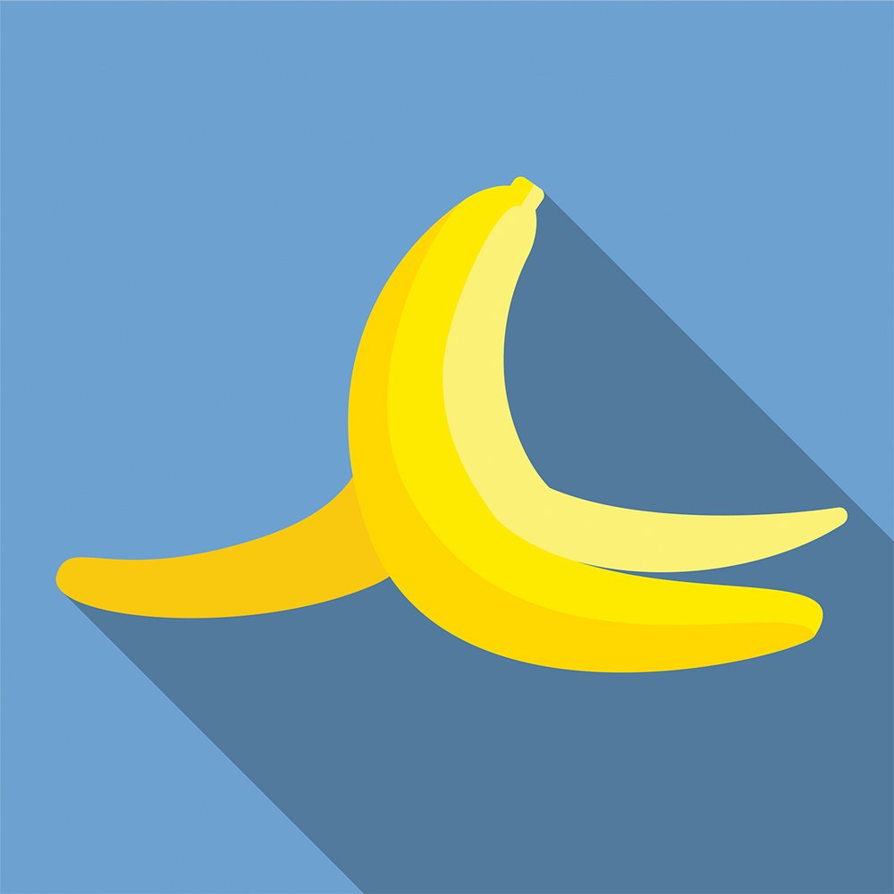 banana peel illustration with a blue background