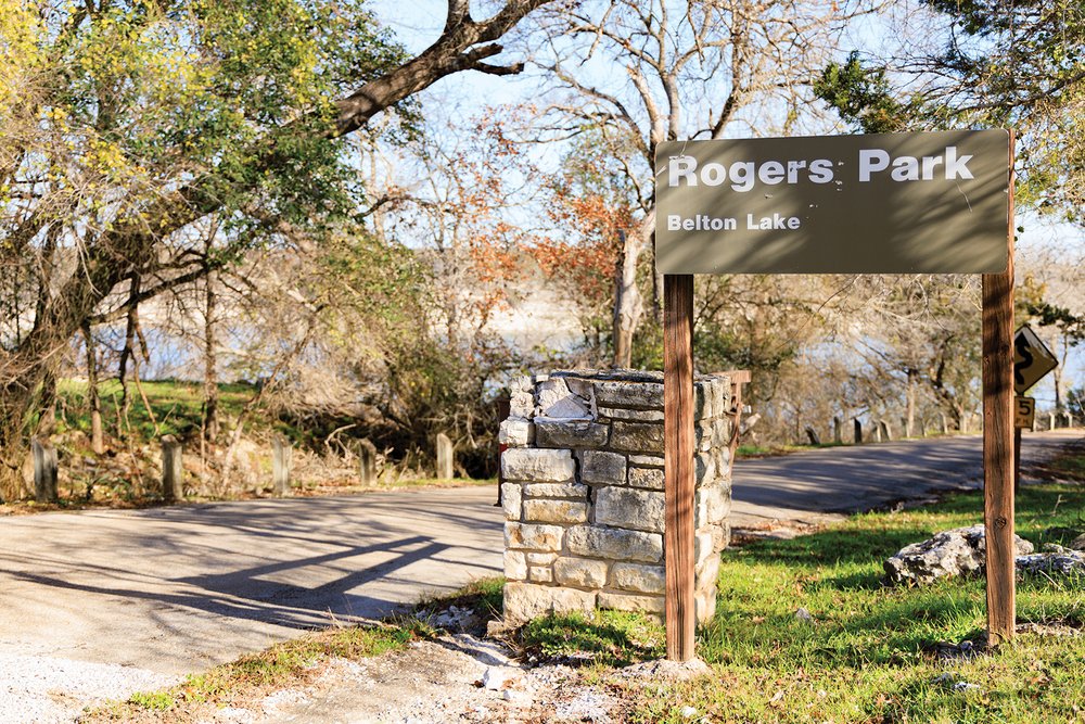 Belton lake Rogers park entrance sign